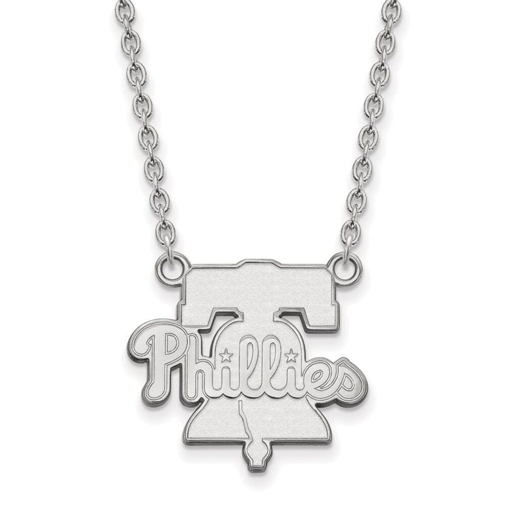 Sterling Silver MLB Philadelphia Phillies Large Bell Necklace, 18 Inch